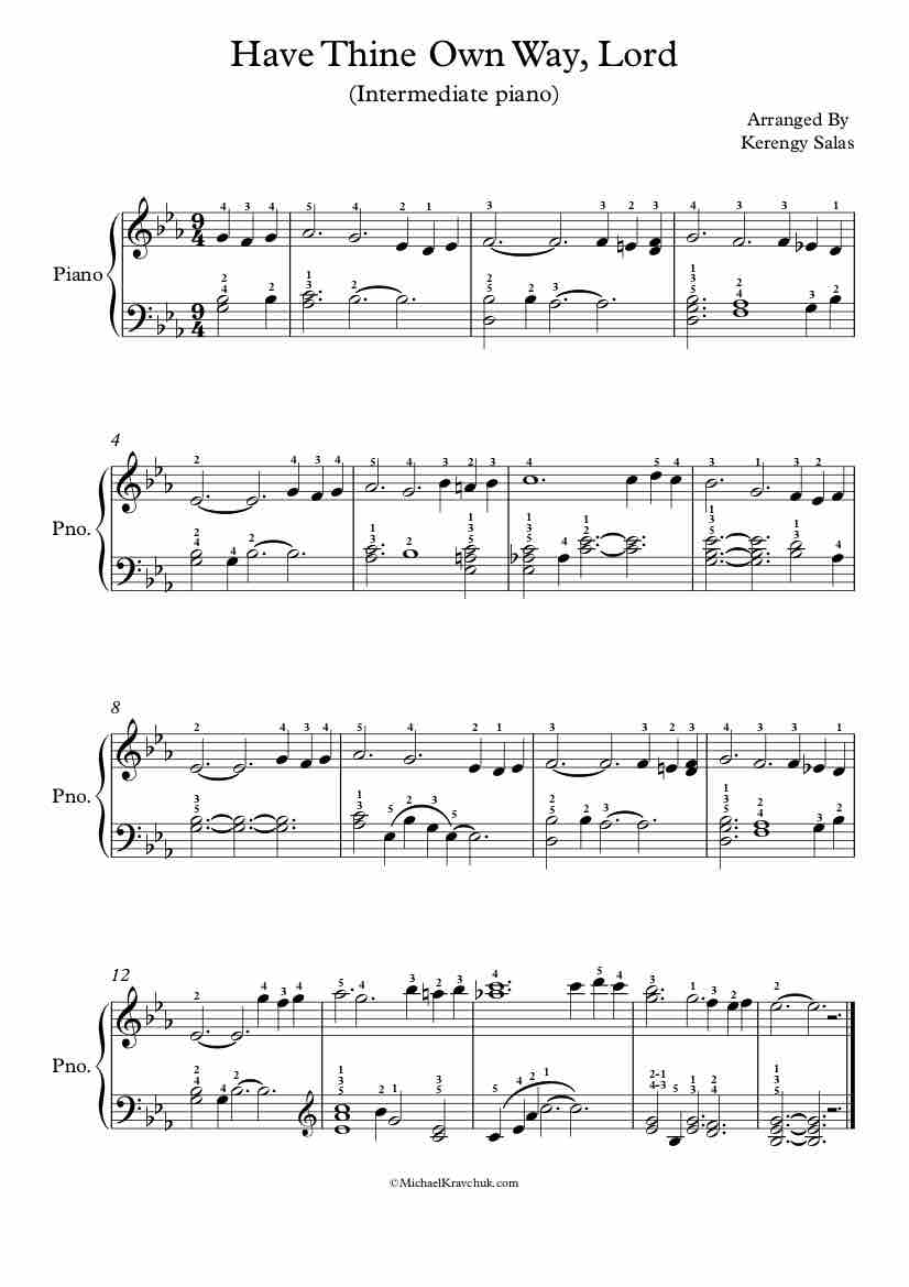 Free Piano Arrangement of Have Thine Own Way, Lord