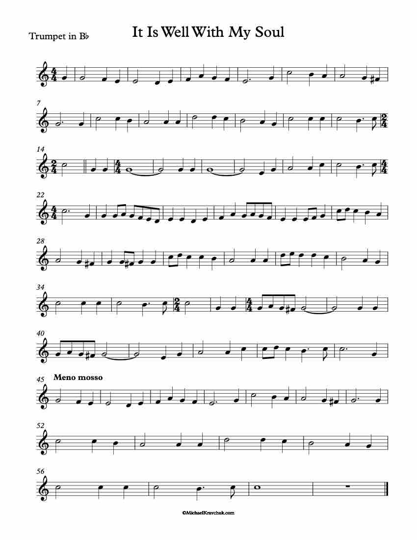 It Is Well With My Soul Trumpet Sheet Music