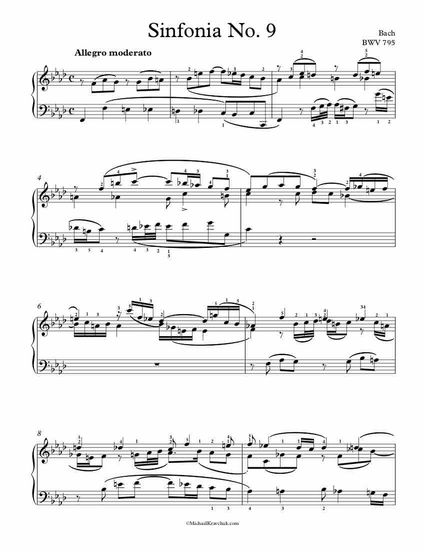 Sinfonia No. 9 BWV 795 Piano Sheet Music