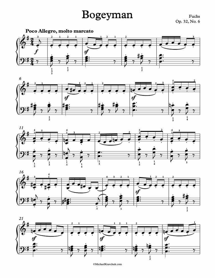 Bogeyman - Op.32, No.6 Piano Sheet Music