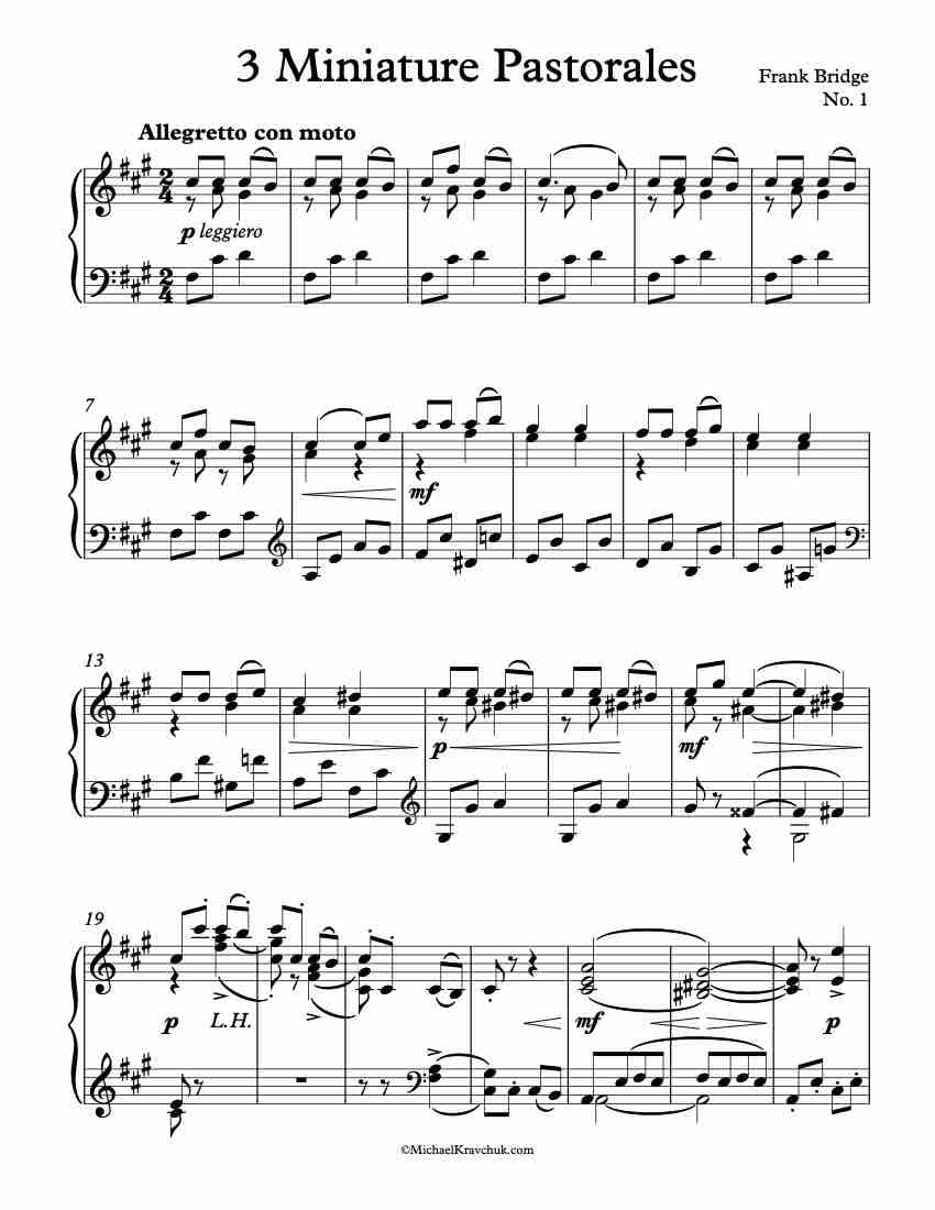 3 Miniature Pastorales - No. 1 Piano Sheet Music