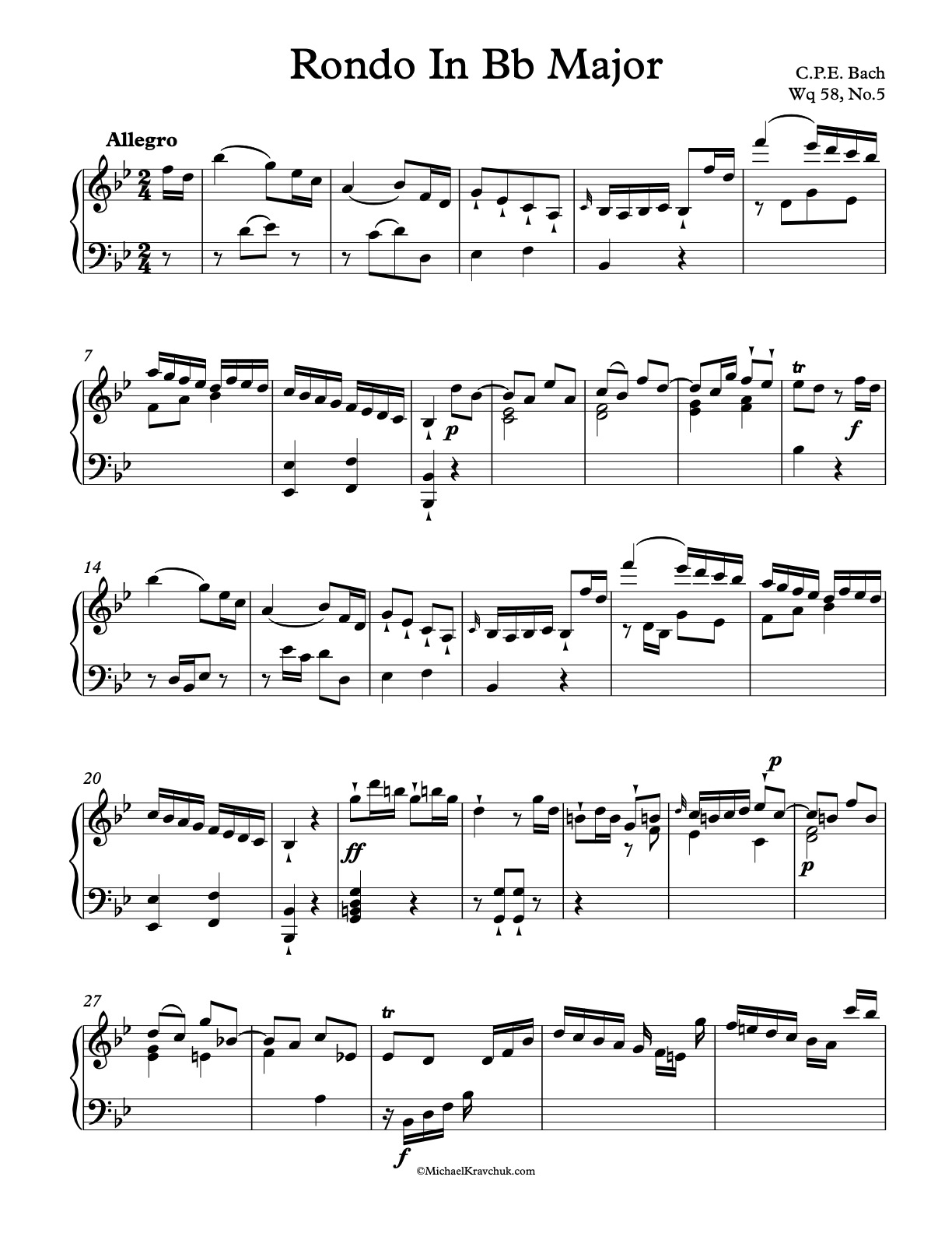 Sonata In Bb Major Piano Sheet Music