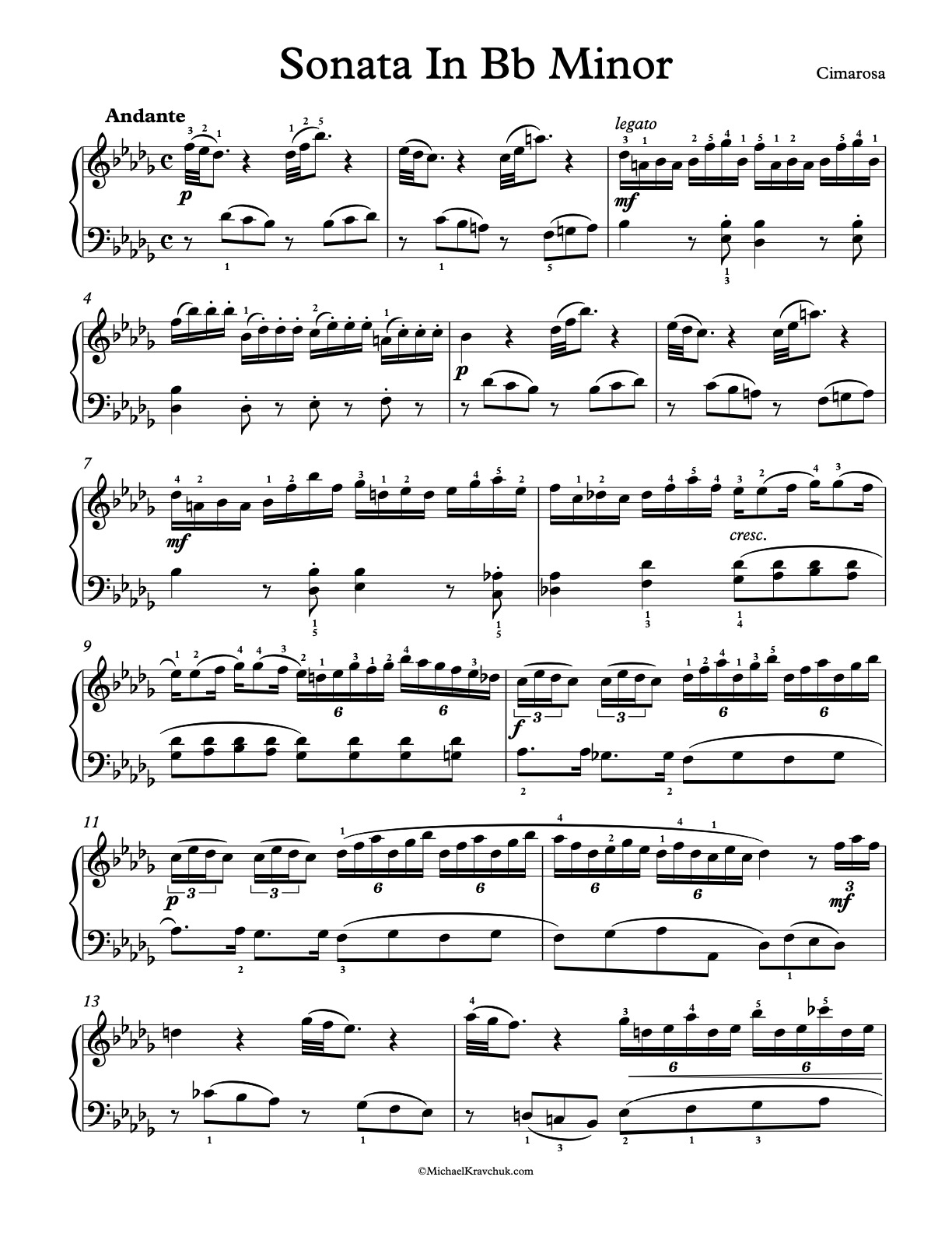 Sonata in Bb Minor Piano Sheet Music