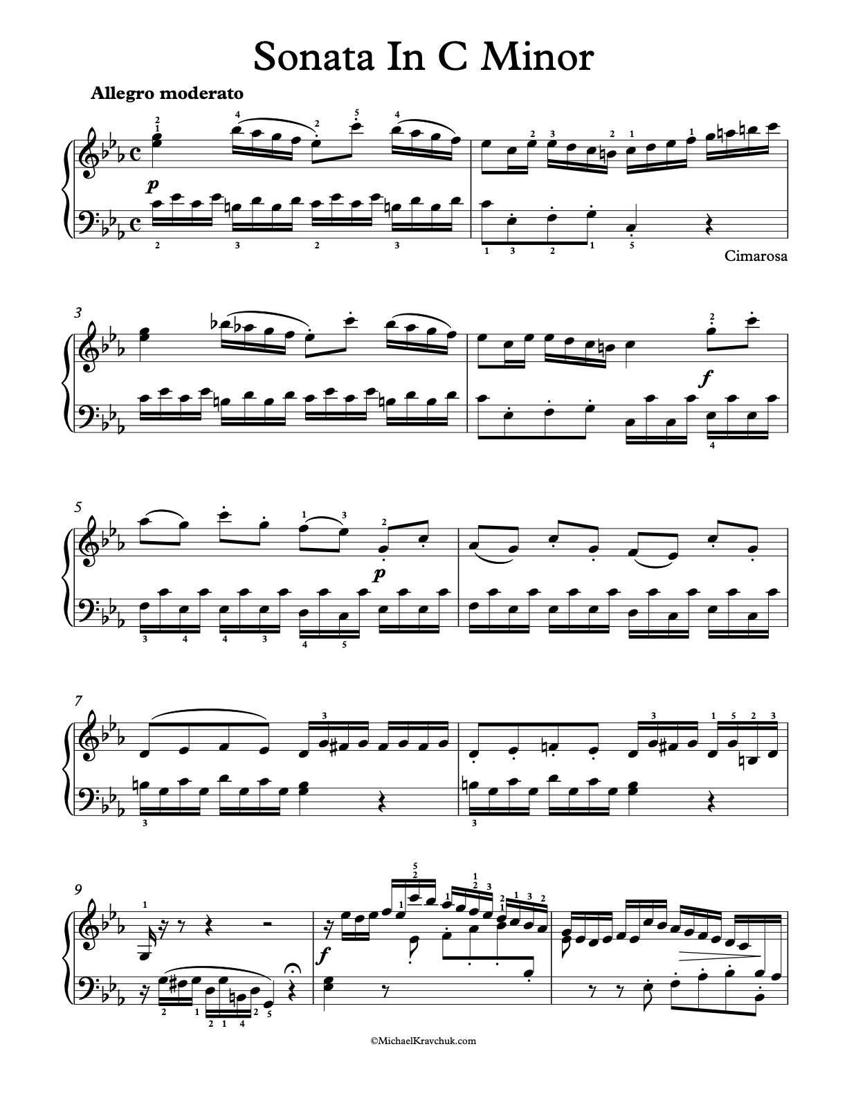 Sonata in C Minor Piano Sheet Music