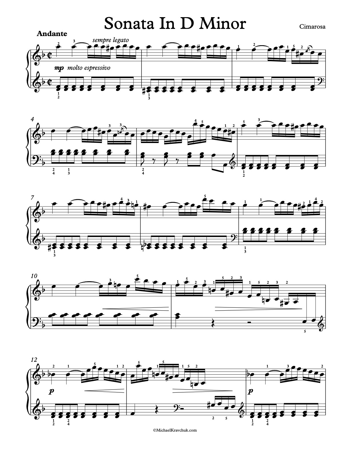 Sonata in D Minor Piano Sheet Music