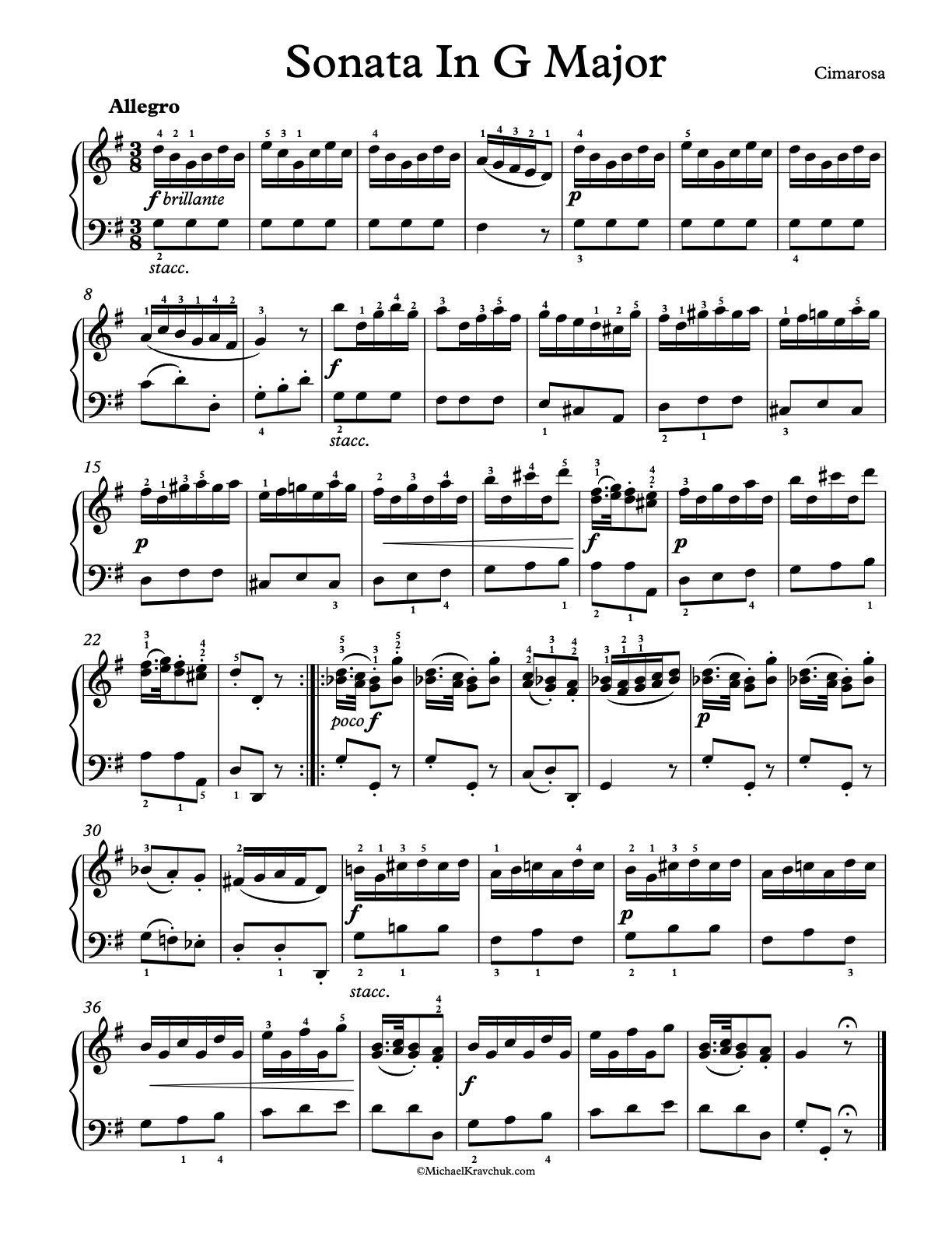 Sonata in G Major Piano Sheet Music