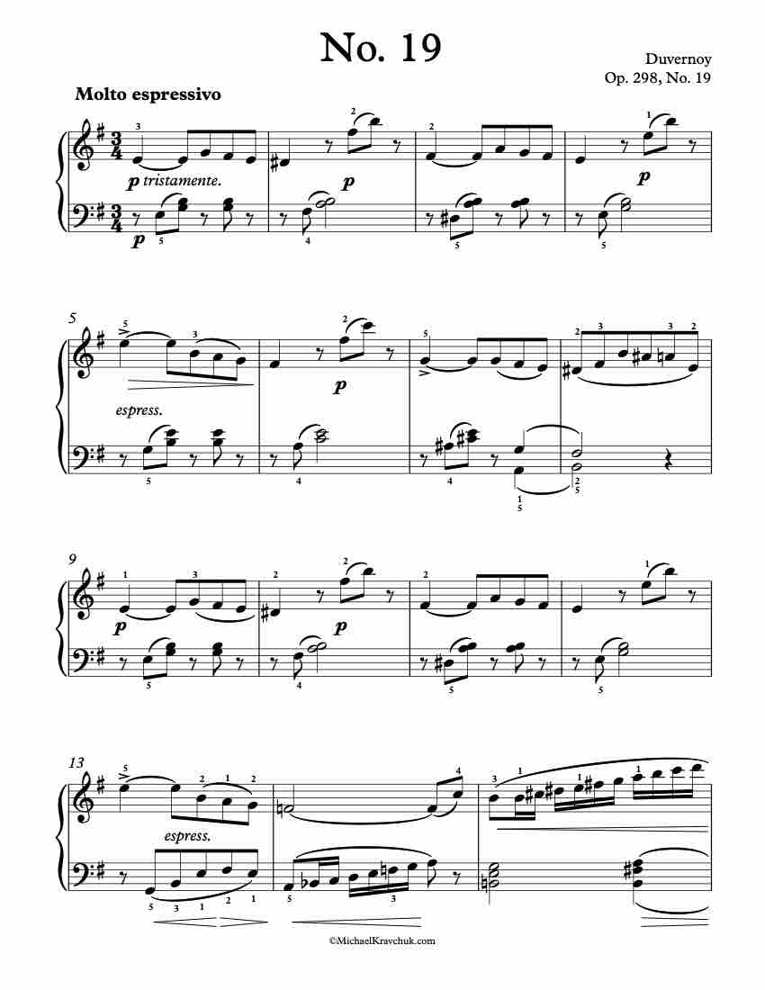 Op. 298 No. 19 Piano Sheet Music