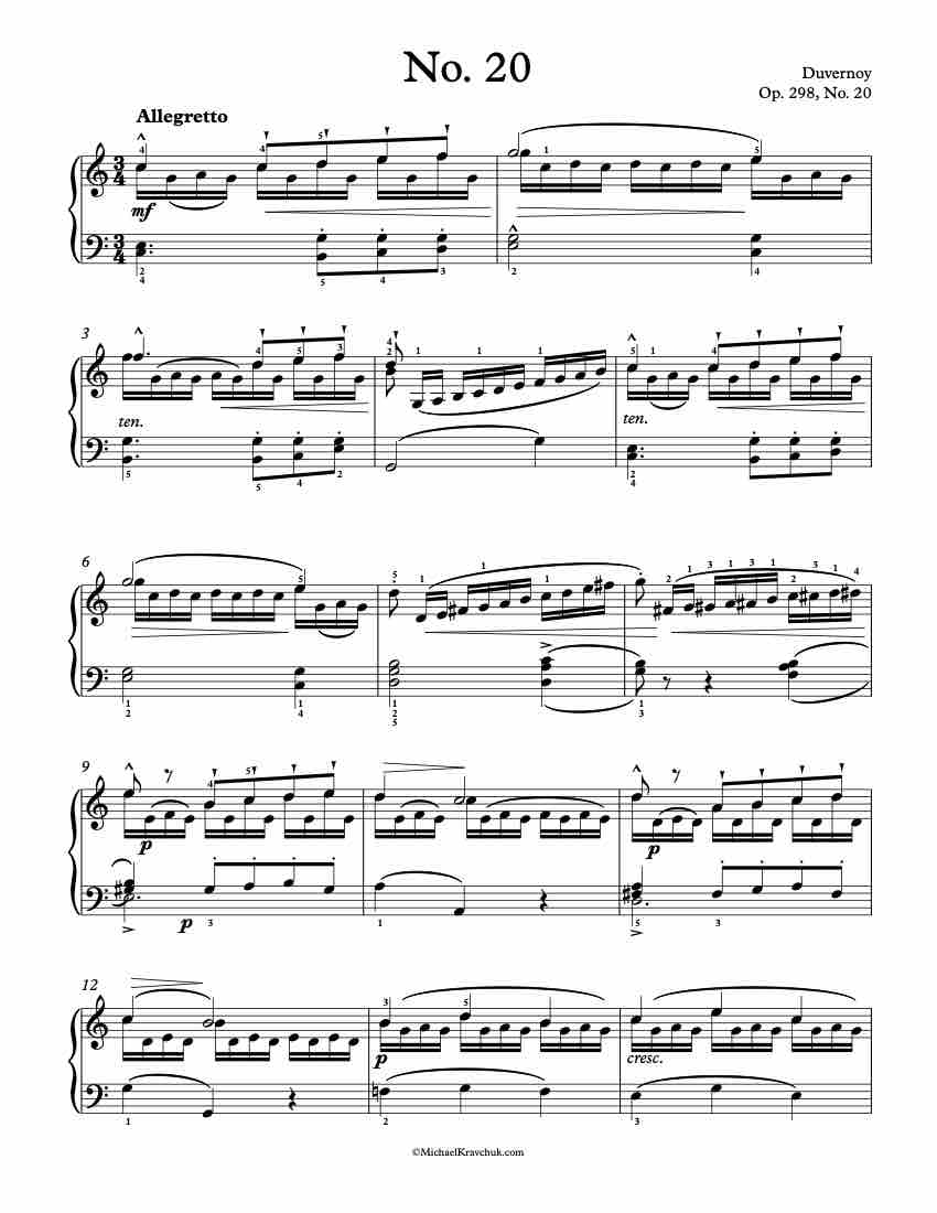 Op. 298 No. 20 Piano Sheet Music