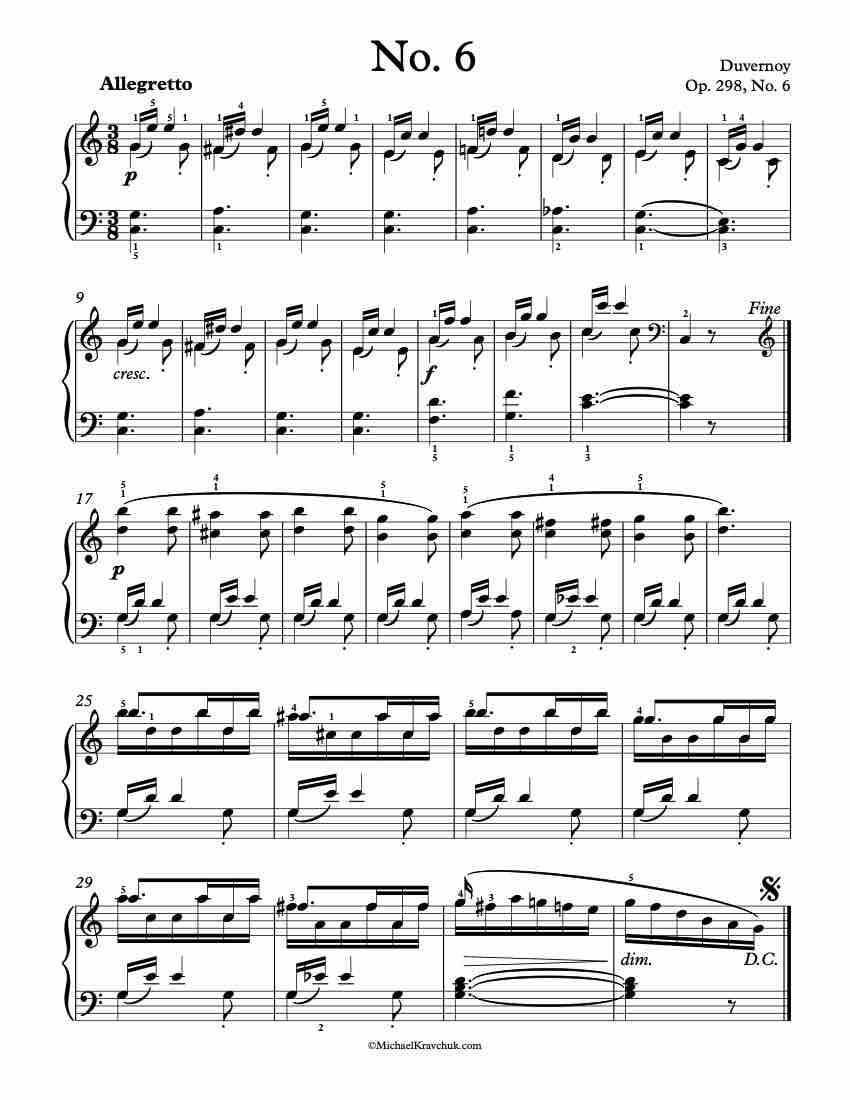 Op. 298 No. 6 Piano Sheet Music