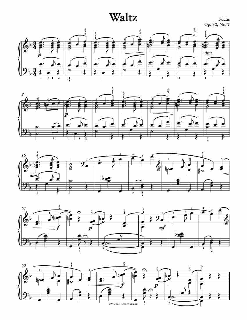 Waltz Op.32, No. 7 Piano Sheet Music