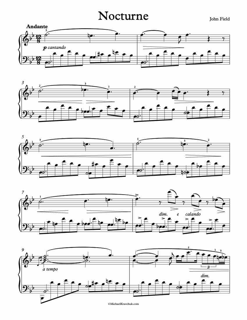 Nocturne In Bb Major Piano Sheet Music