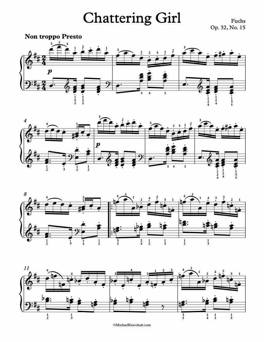 Chattering Girl Op. 32, No. 15 Piano Sheet Music
