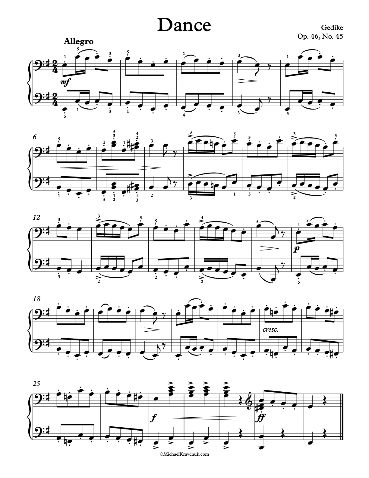 Op. 46, No. 45 Piano Sheet Music
