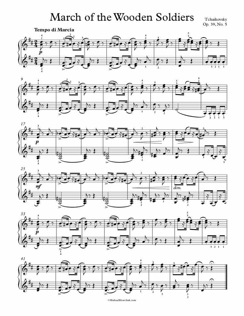 March of the Wooden Soldiers Op. 39 No. 5 Piano Sheet Music