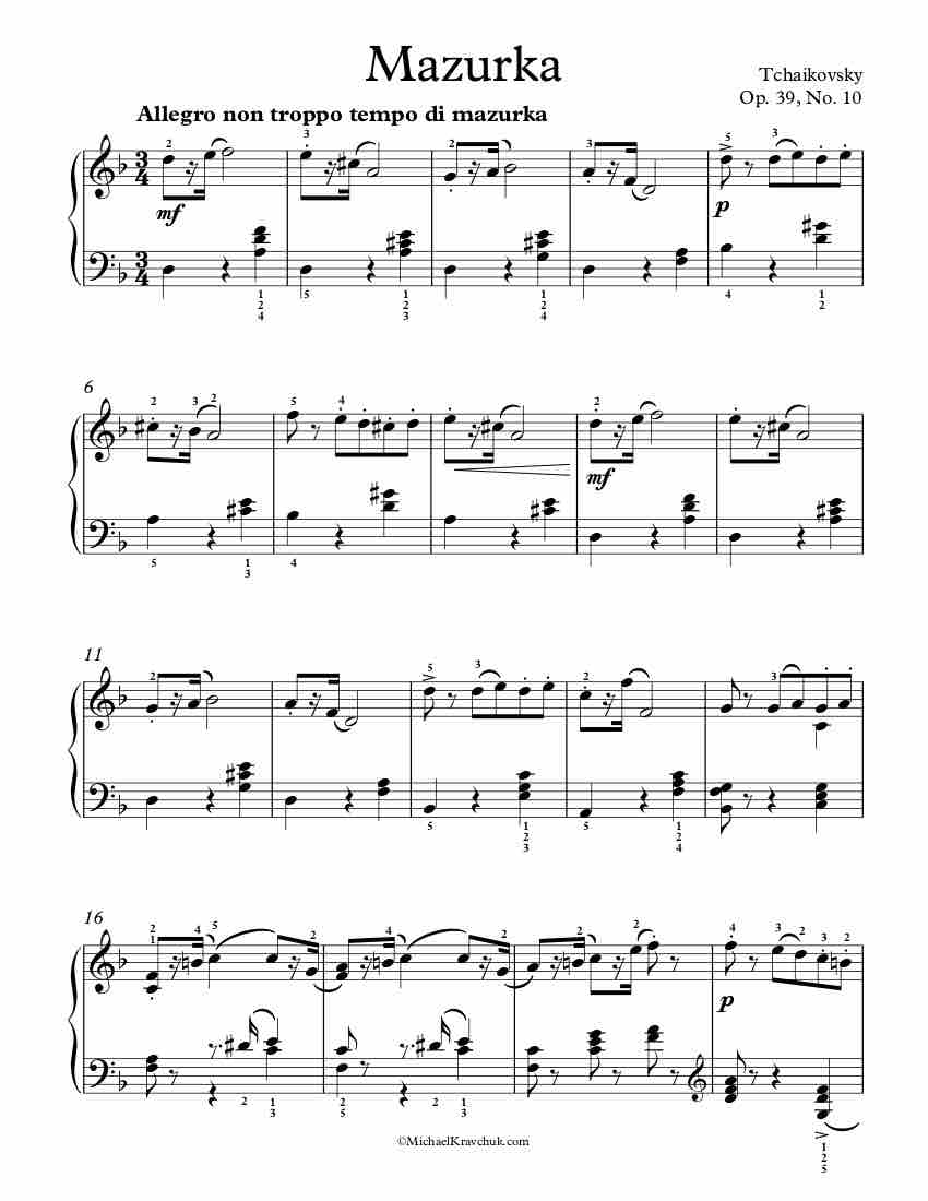 Mazurka Op. 39 No. 10 Piano Sheet Music