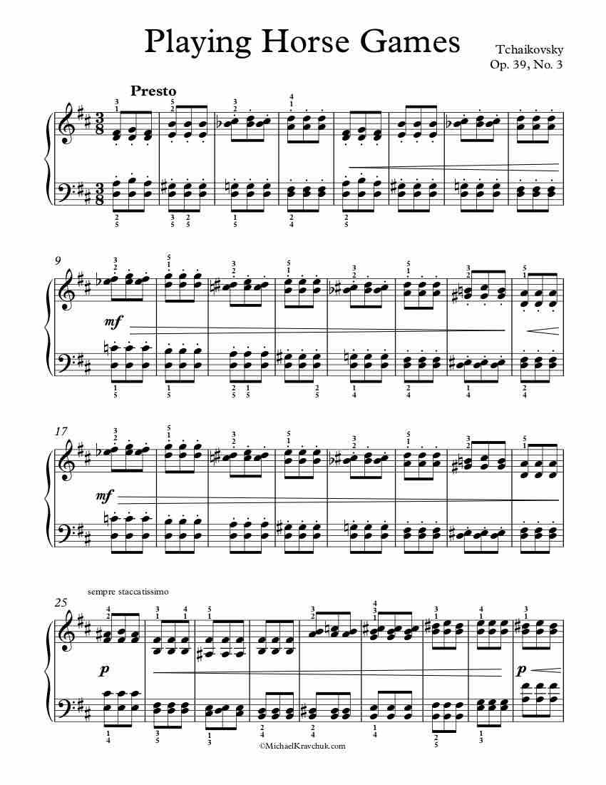 Playing Horse Games Op. 39 No. 3 Piano Sheet Music