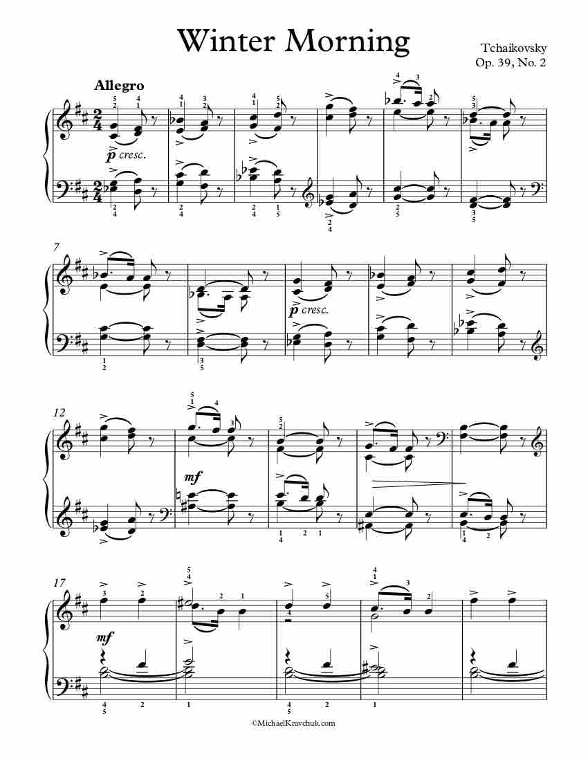 Winter Morning Op. 39, No. 2 Piano Sheet Music