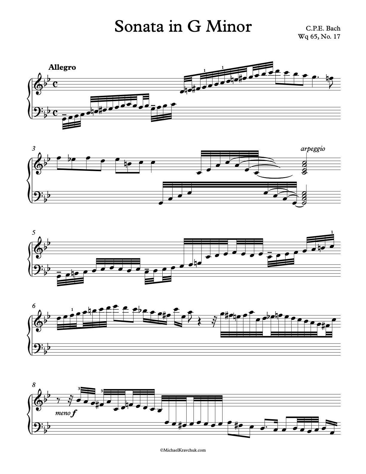 Wq 65, No. 17 Piano Sheet Music