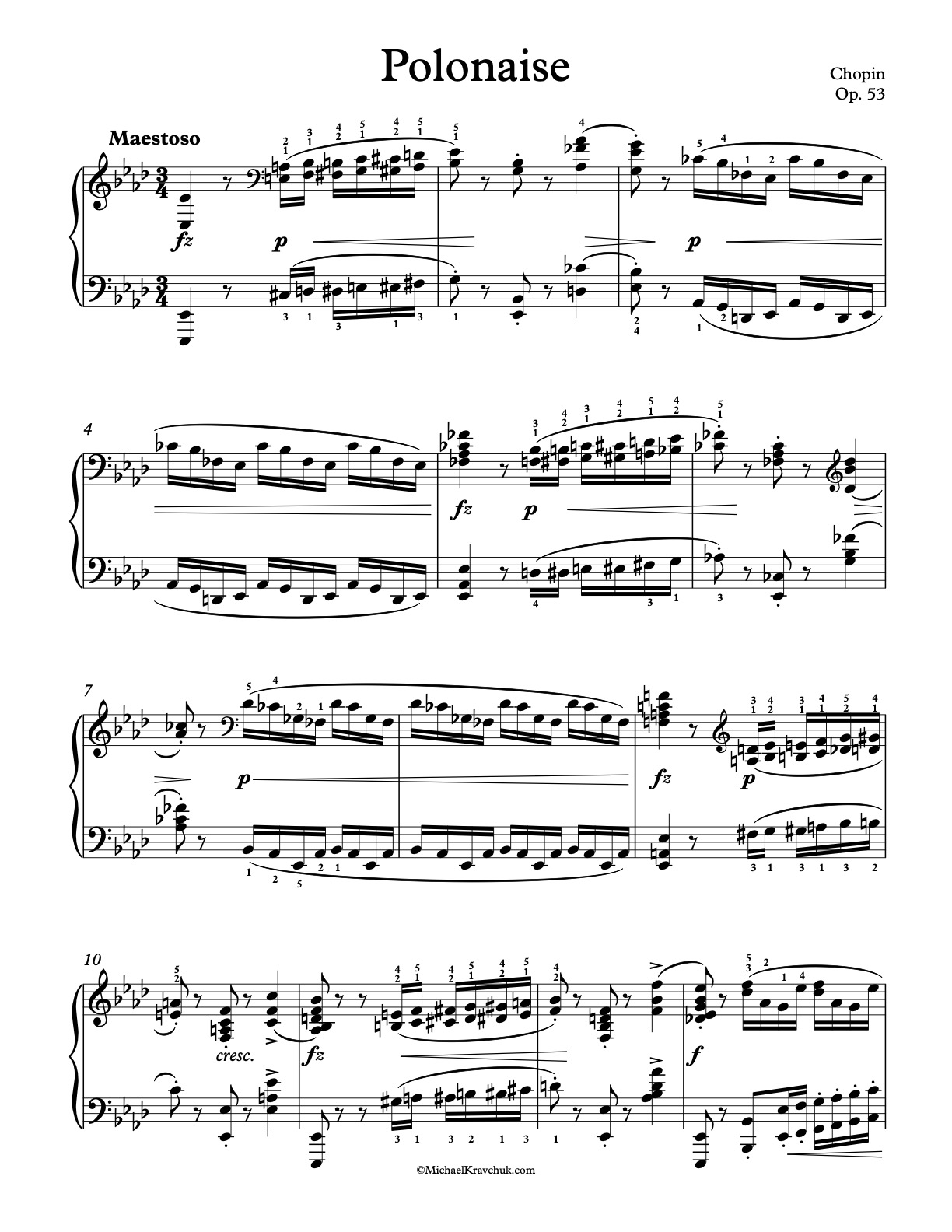 Polonaise Op. 53 Piano Sheet Music