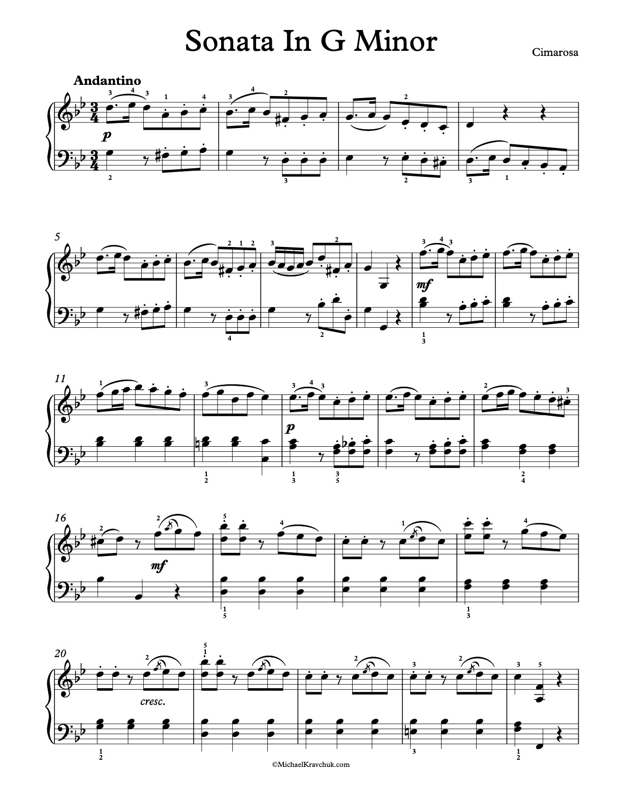 Sonata In G Minor Piano Sheet Music
