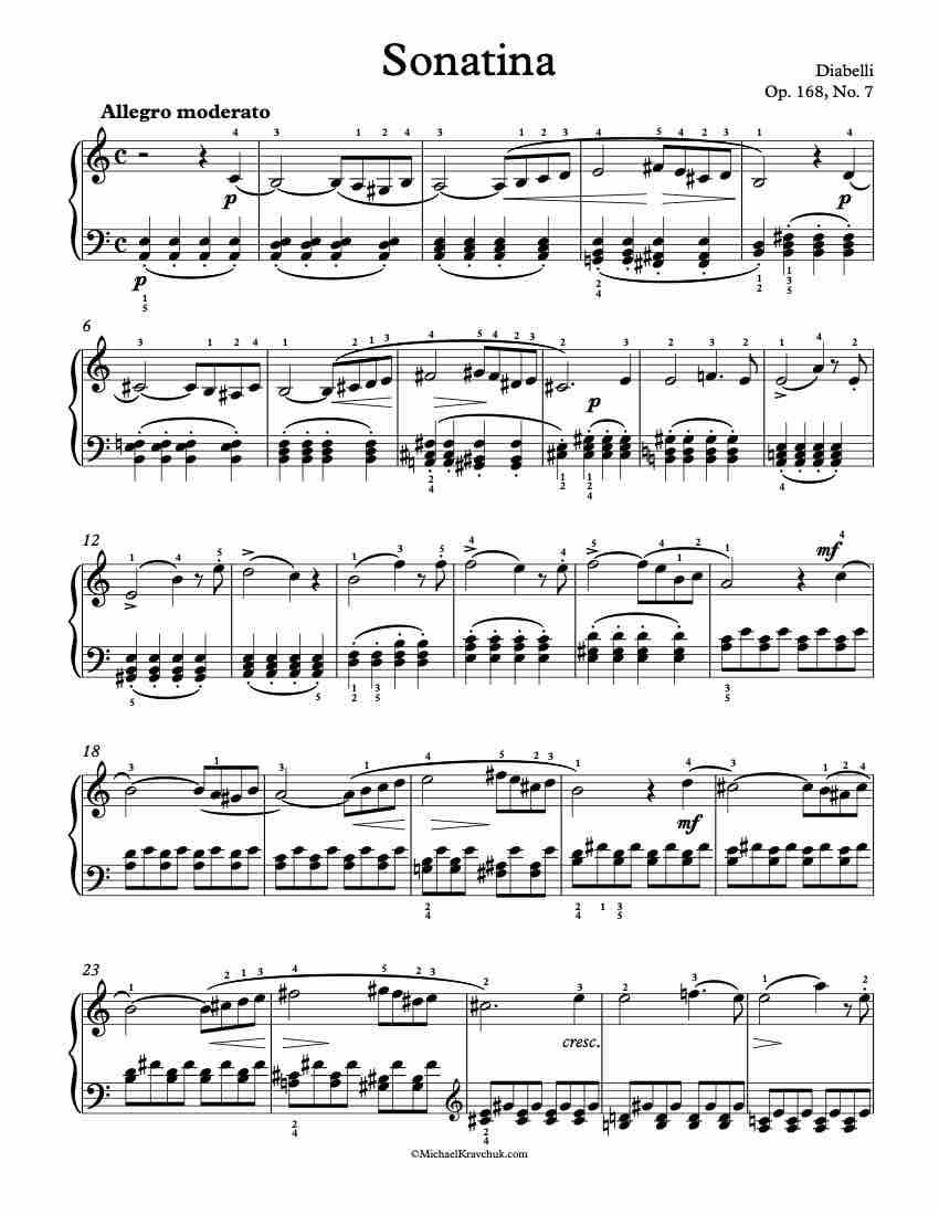 Op. 168, No. 7 Piano Sheet Music