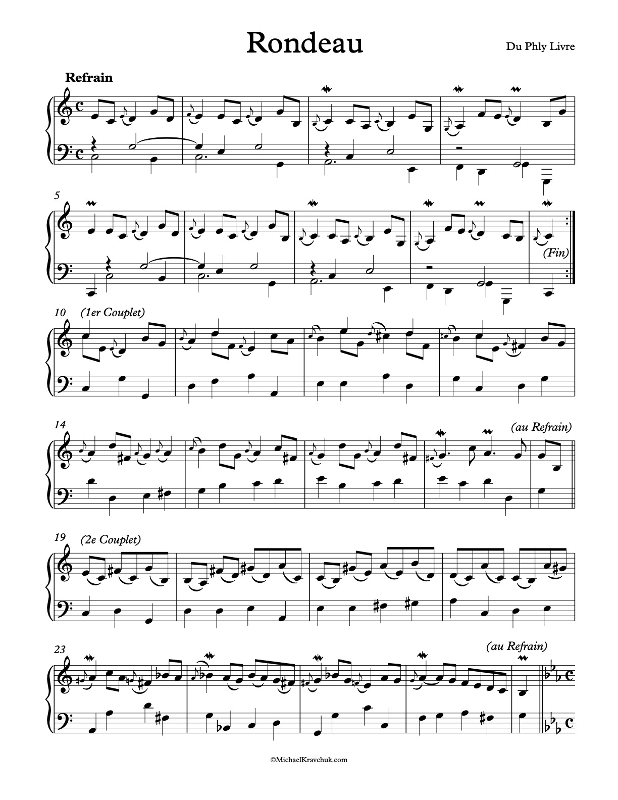 Livre 1, Rondeau (2) Piano Sheet Music