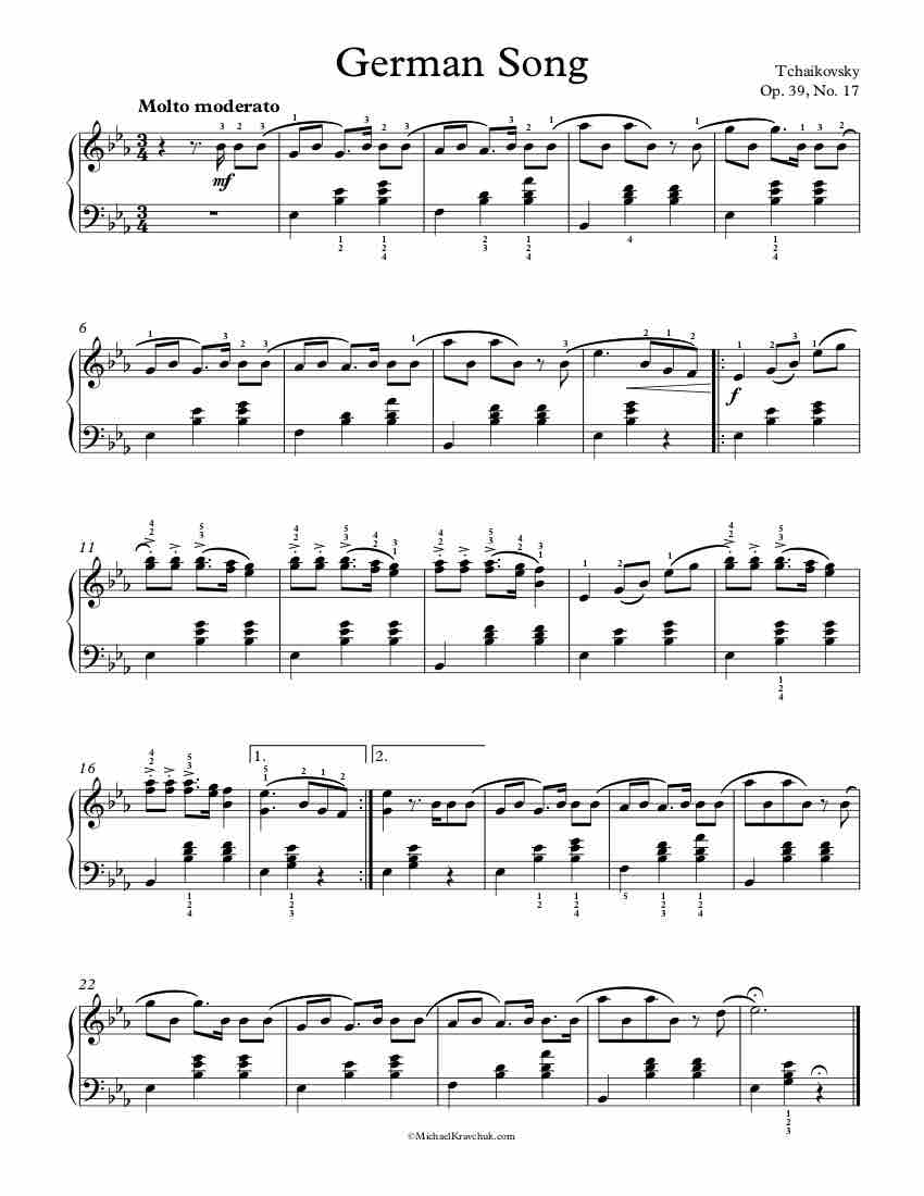 German Song Op. 39, No. 17 Piano Sheet Music