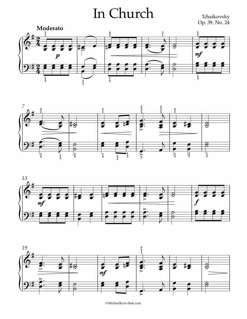 In Church Op. 39 No. 24 Piano Sheet Music