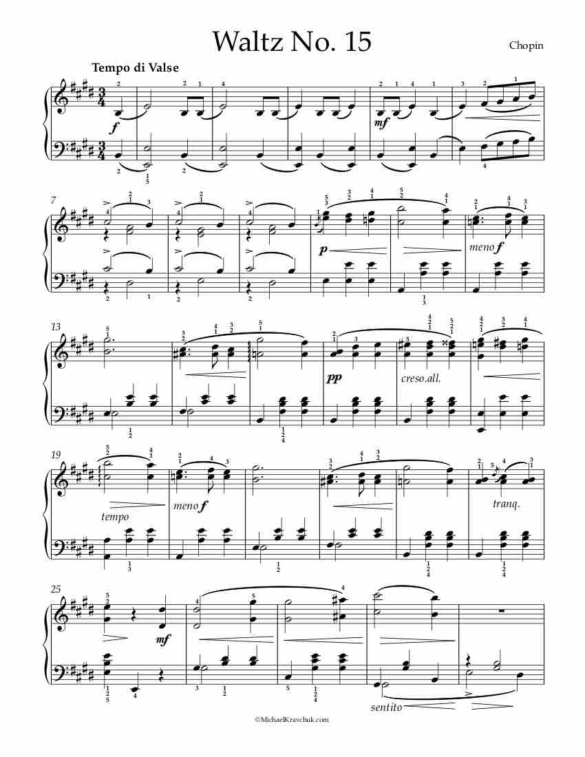 Waltz No. 15 Piano Sheet Music