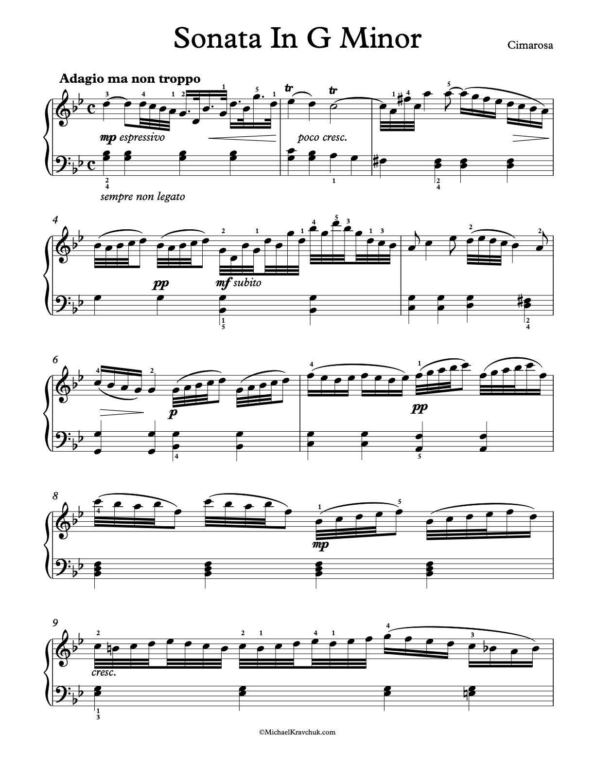 Sonata In G Minor (4) Piano Sheet Music