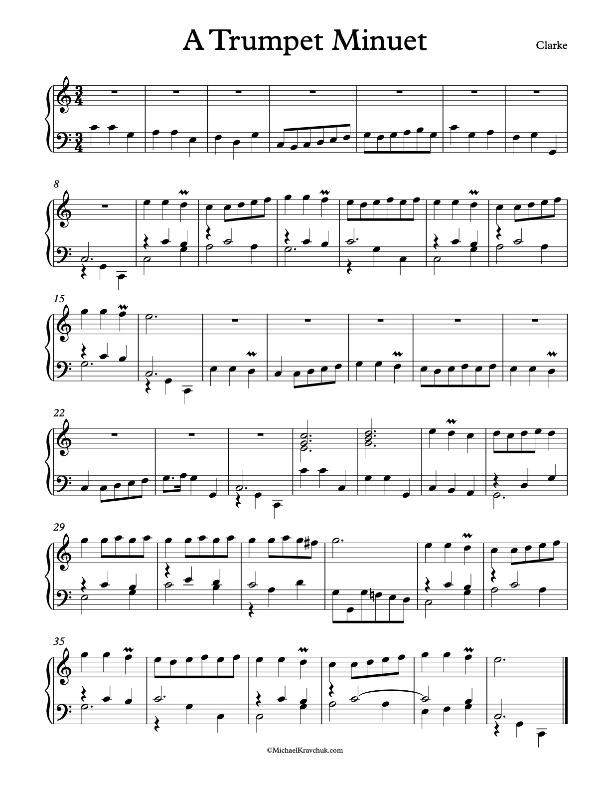 A Trumpet Minuet Piano Sheet Music