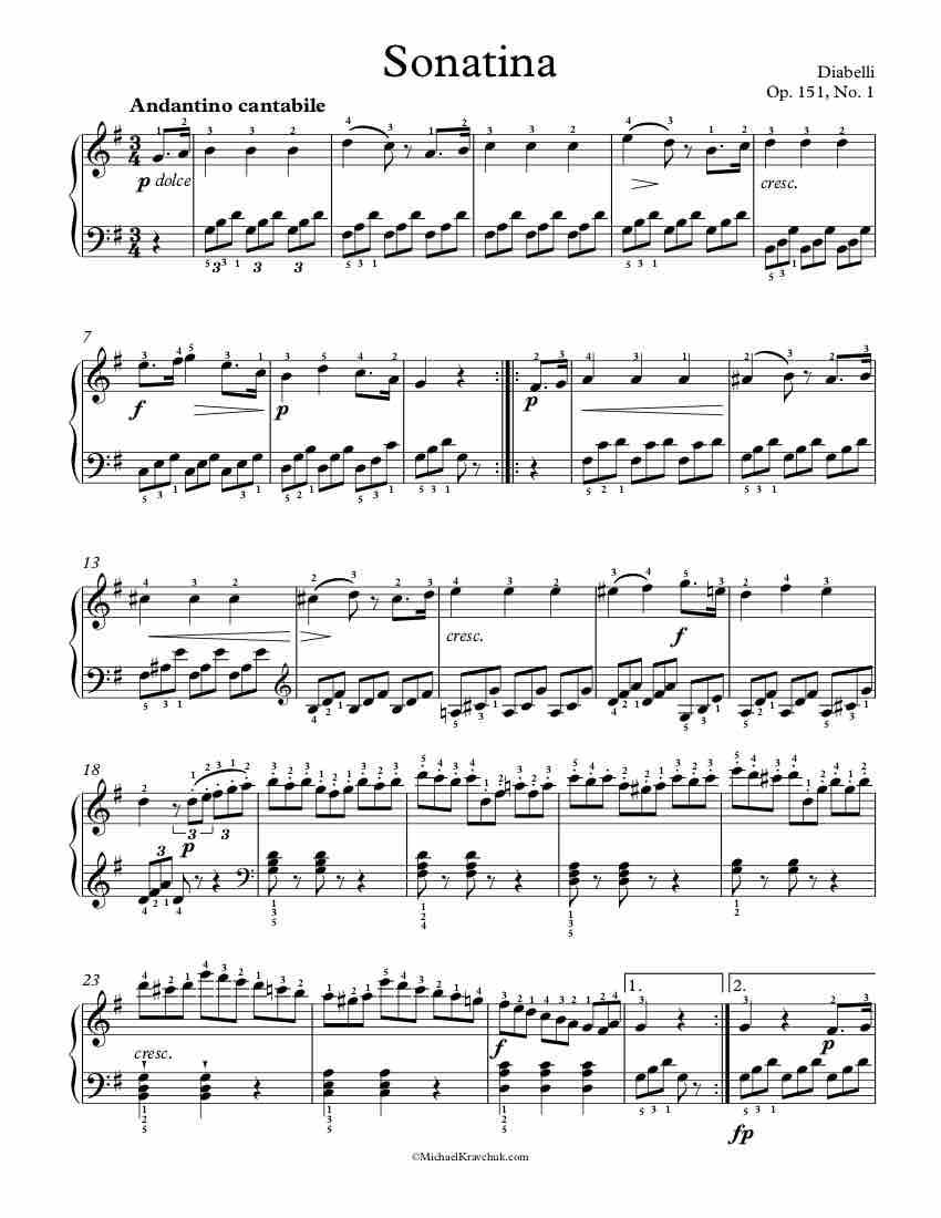 Sonatina Op. 151, No. 1 Piano Sheet Music