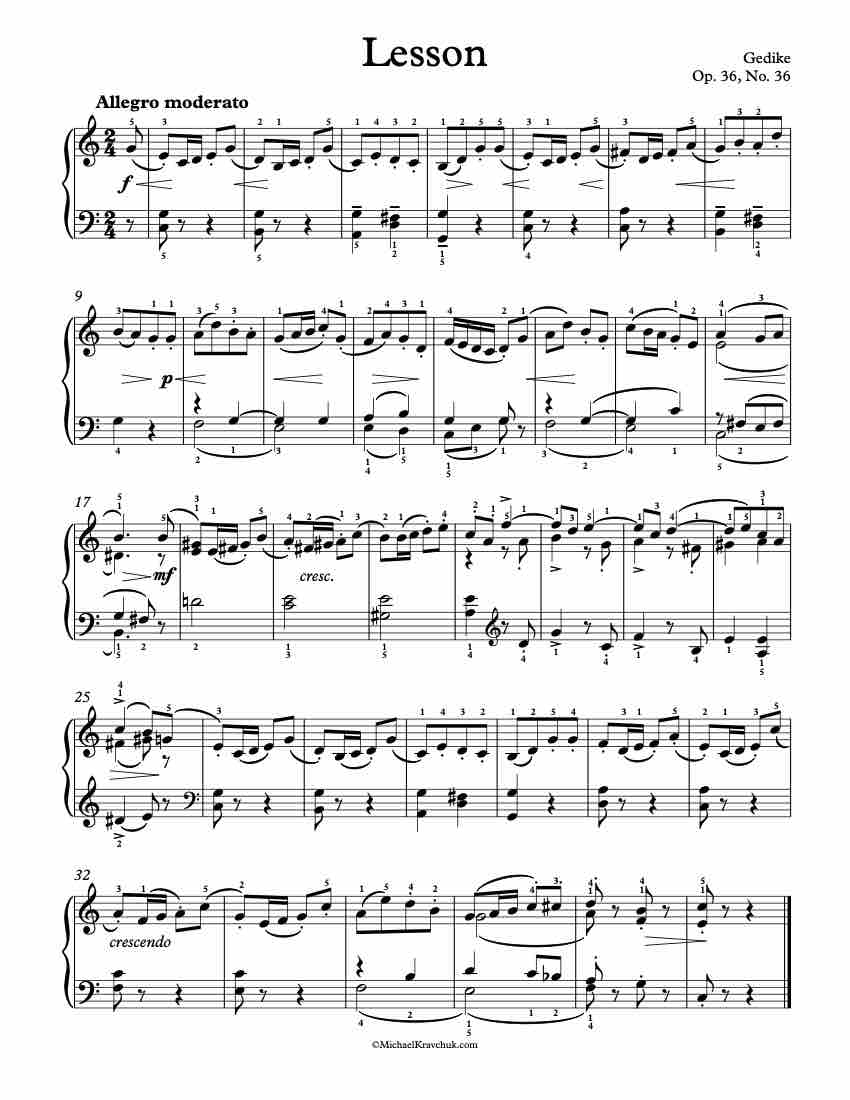 Lesson Op. 36, No. 36 Piano Sheet Music