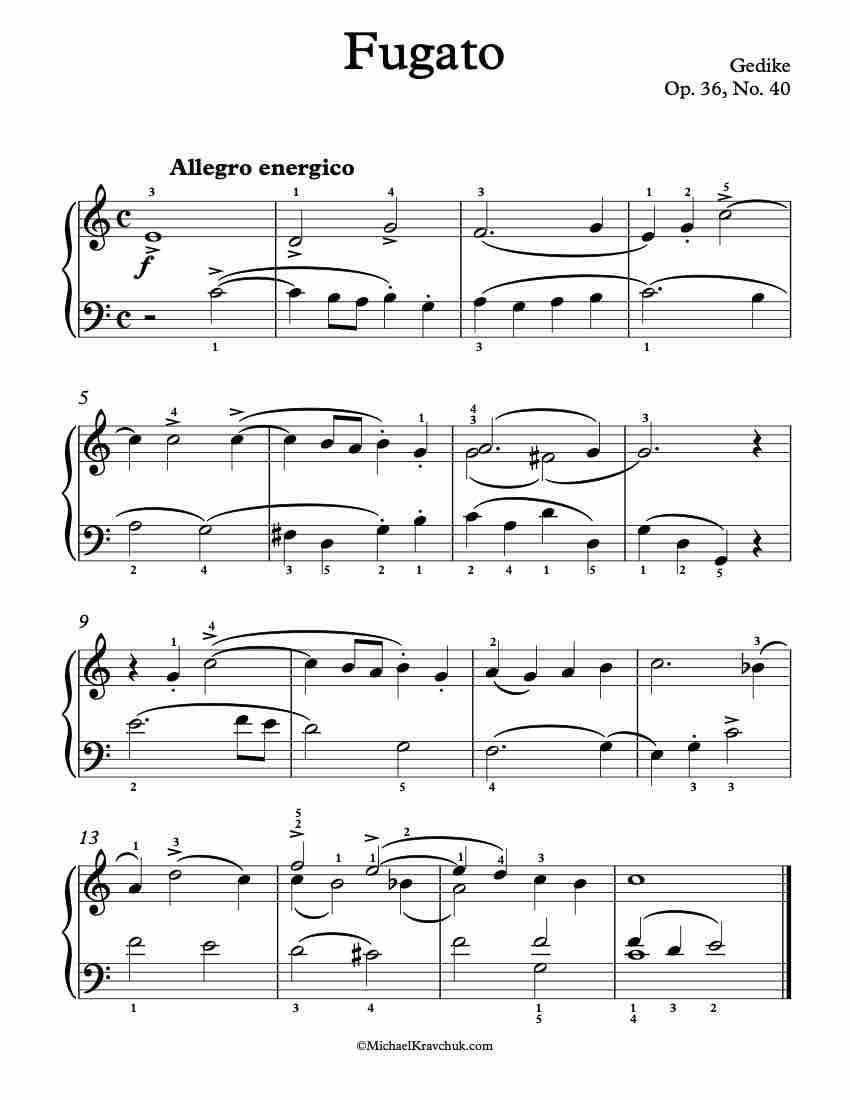 Fugato Op. 36, No. 40 Piano Sheet Music