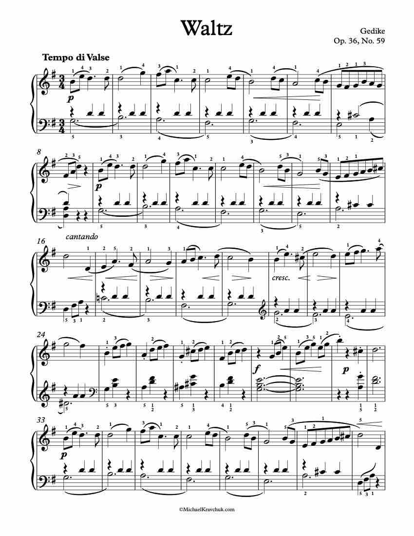 Waltz Op. 36, No. 59 Piano Sheet Music