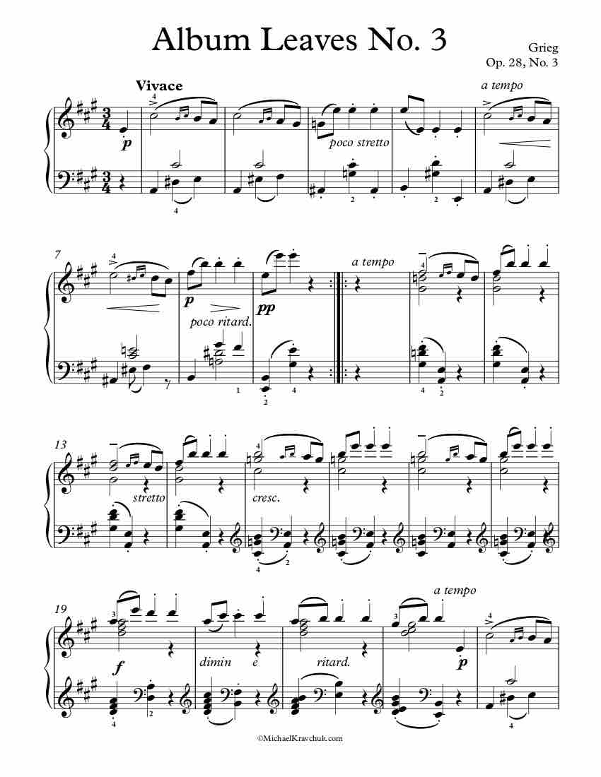 Album Leaves, Op. 28 No. 3  Piano Sheet Music
