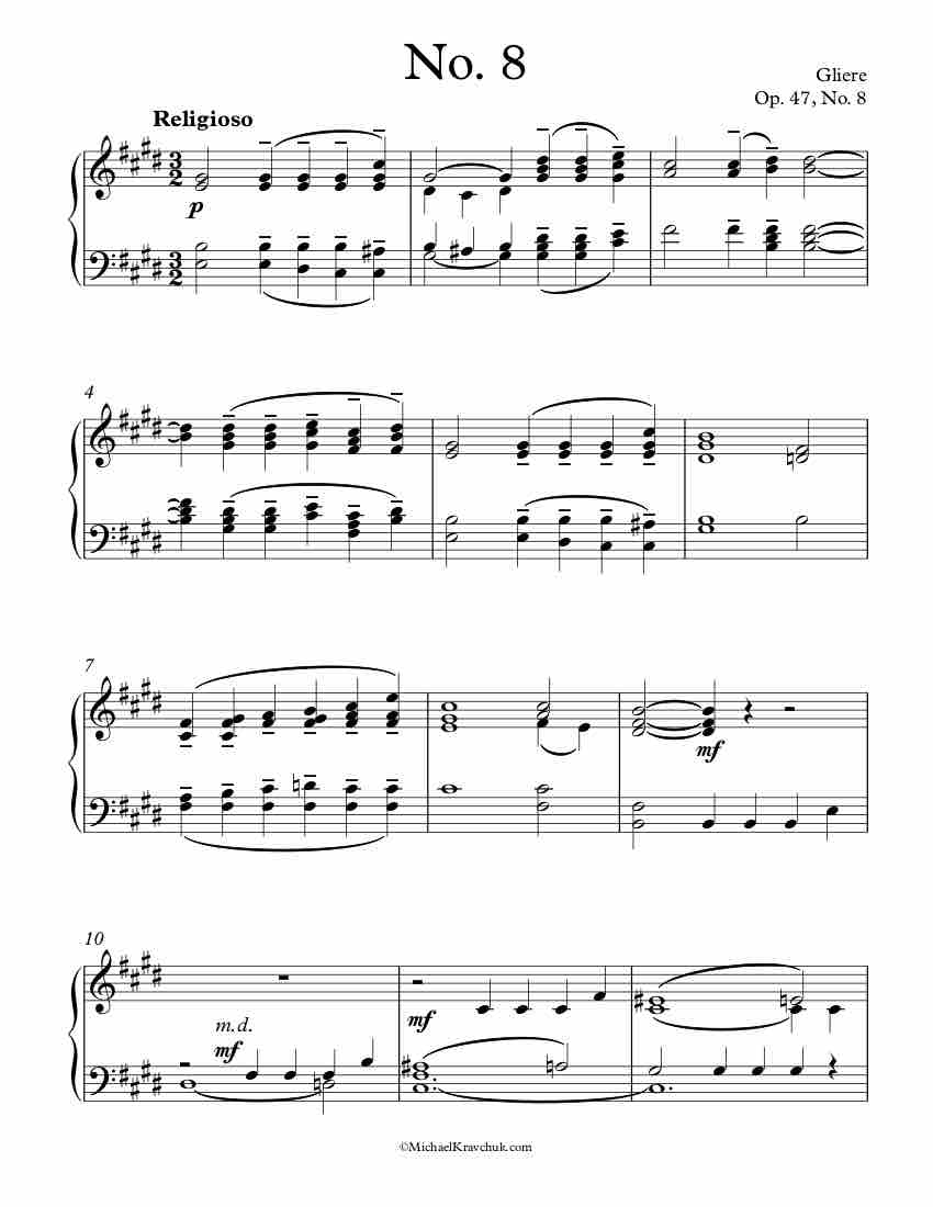 Op. 47, No. 8 Piano Sheet Music