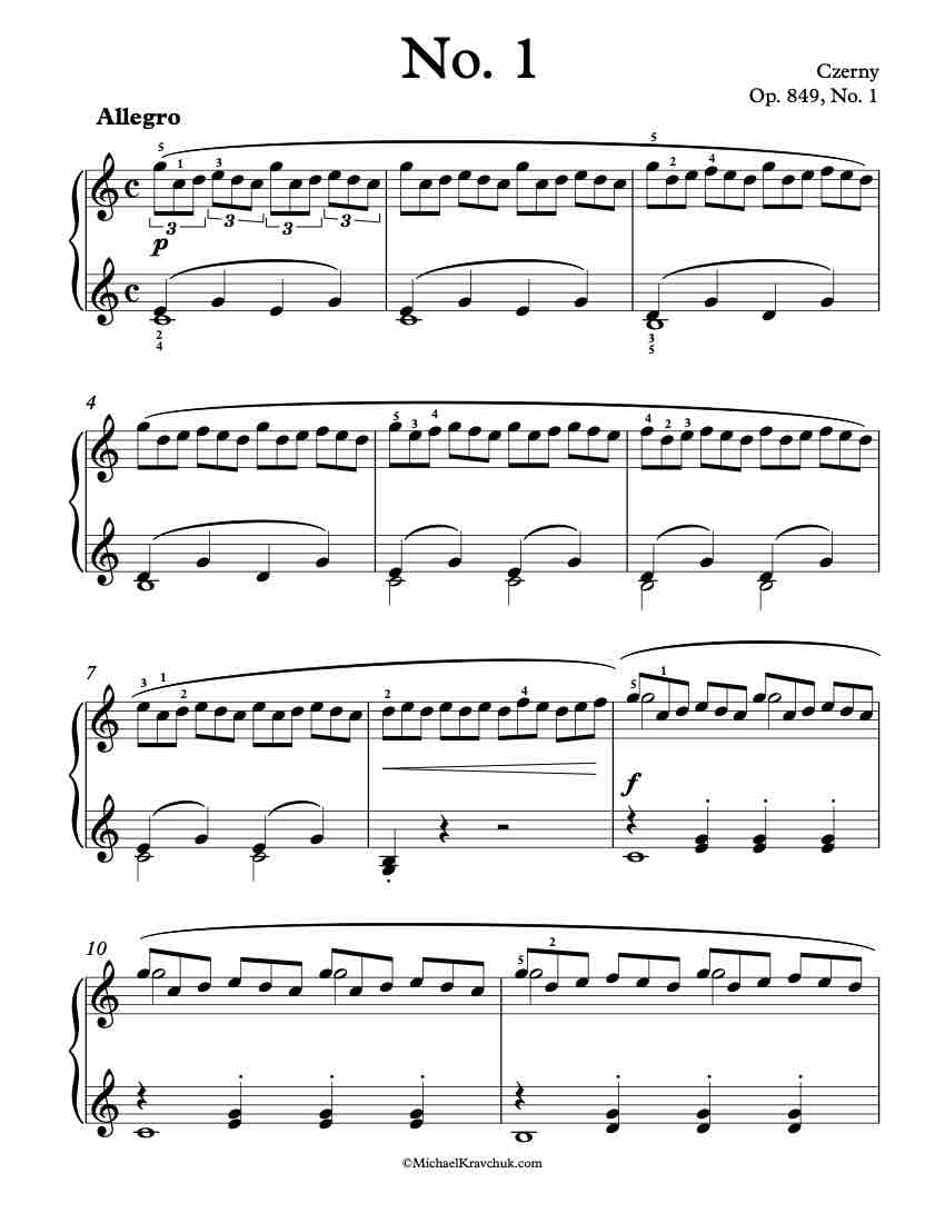 Op. 849 - No. 1 Piano Sheet Music