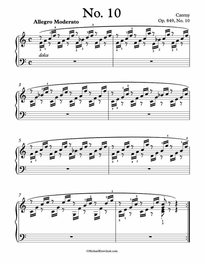 Op. 849 – No. 10 Piano Sheet Music