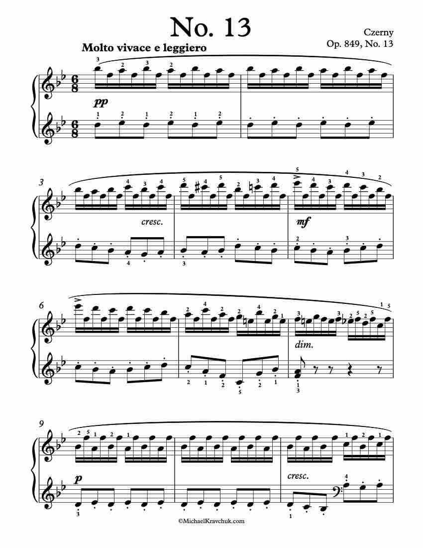 Op. 849 – No. 13 Piano Sheet Music