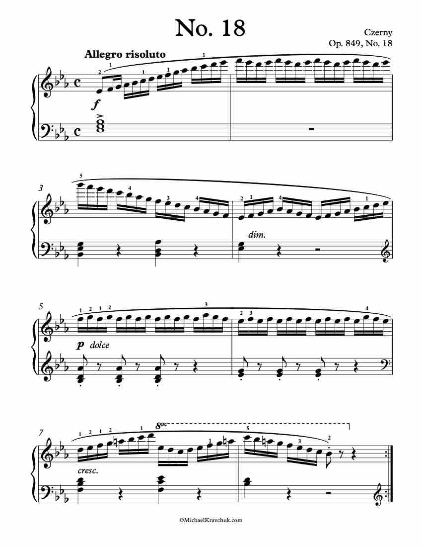 Op. 849 – No. 18 Piano Sheet Music