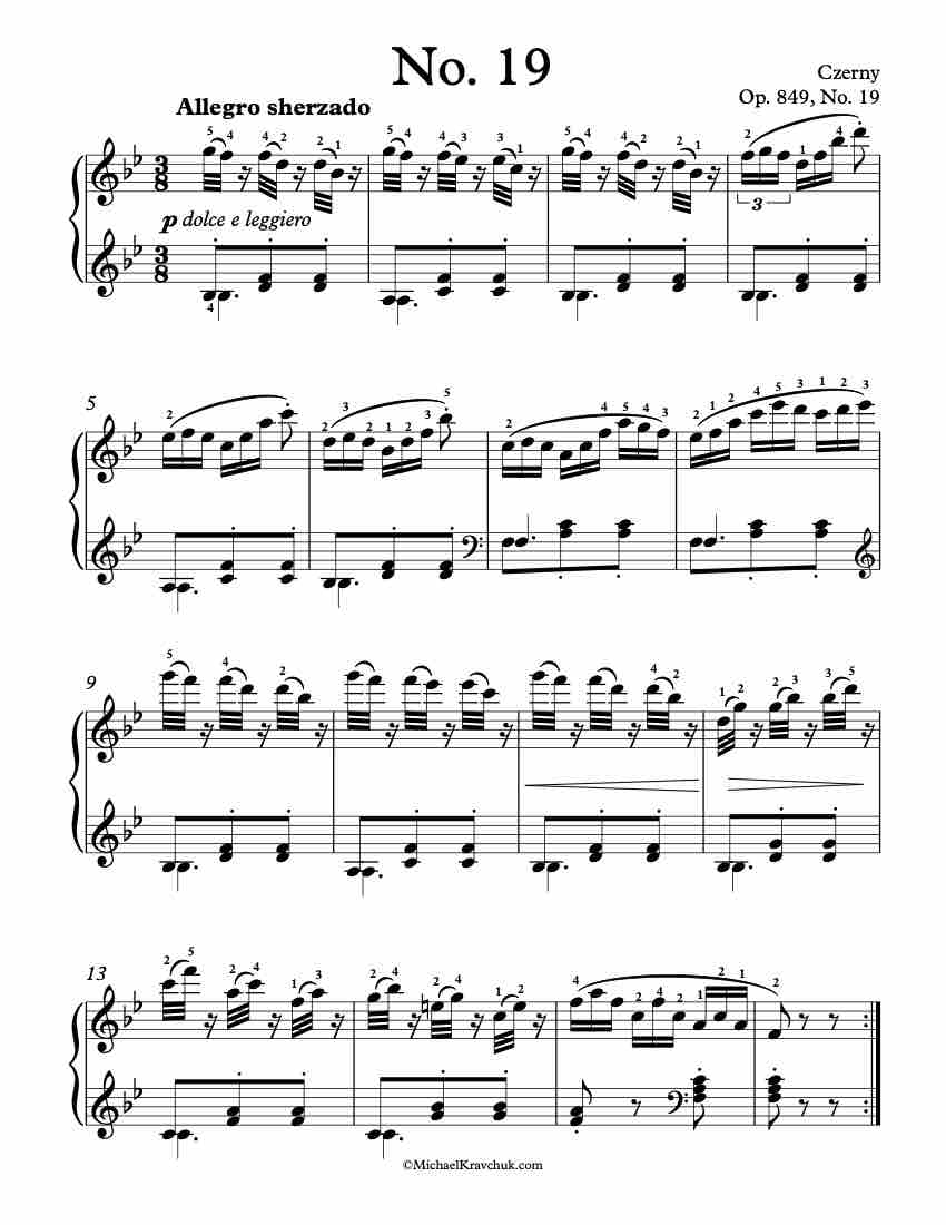 Op. 849 – No. 19 Piano Sheet Music