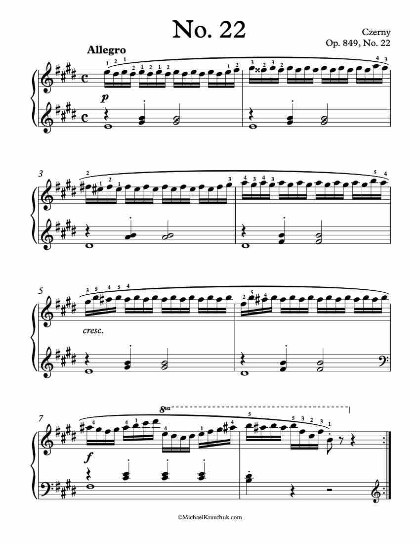 Op. 849 – No. 22 Piano Sheet Music