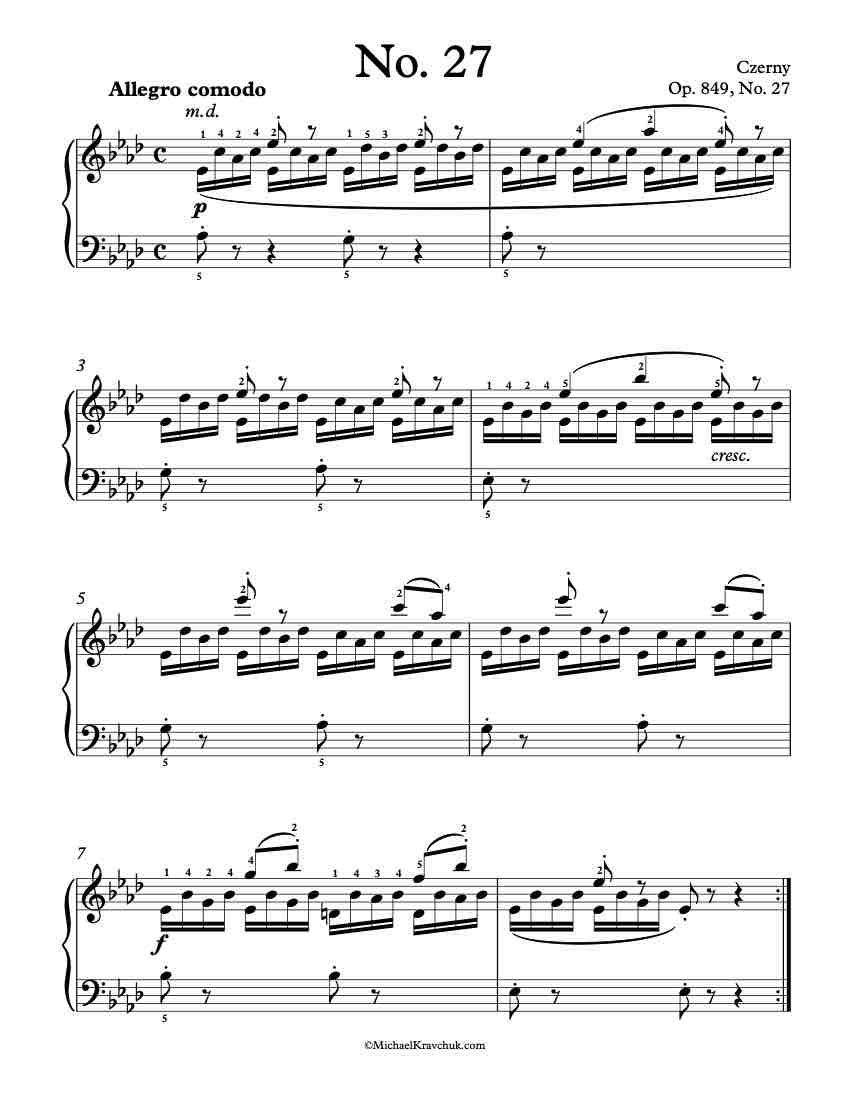 Op. 849 – No. 27 Piano Sheet Music