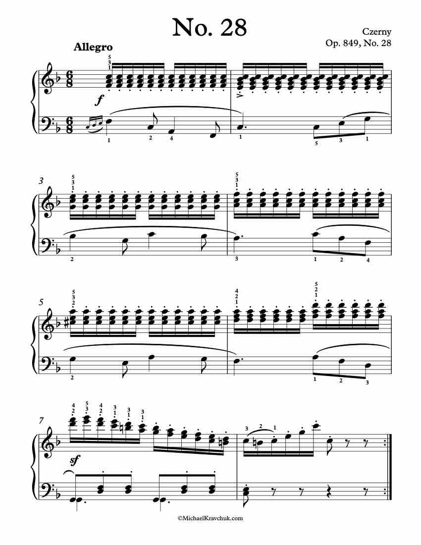 Op. 849 – No. 28 Piano Sheet Music