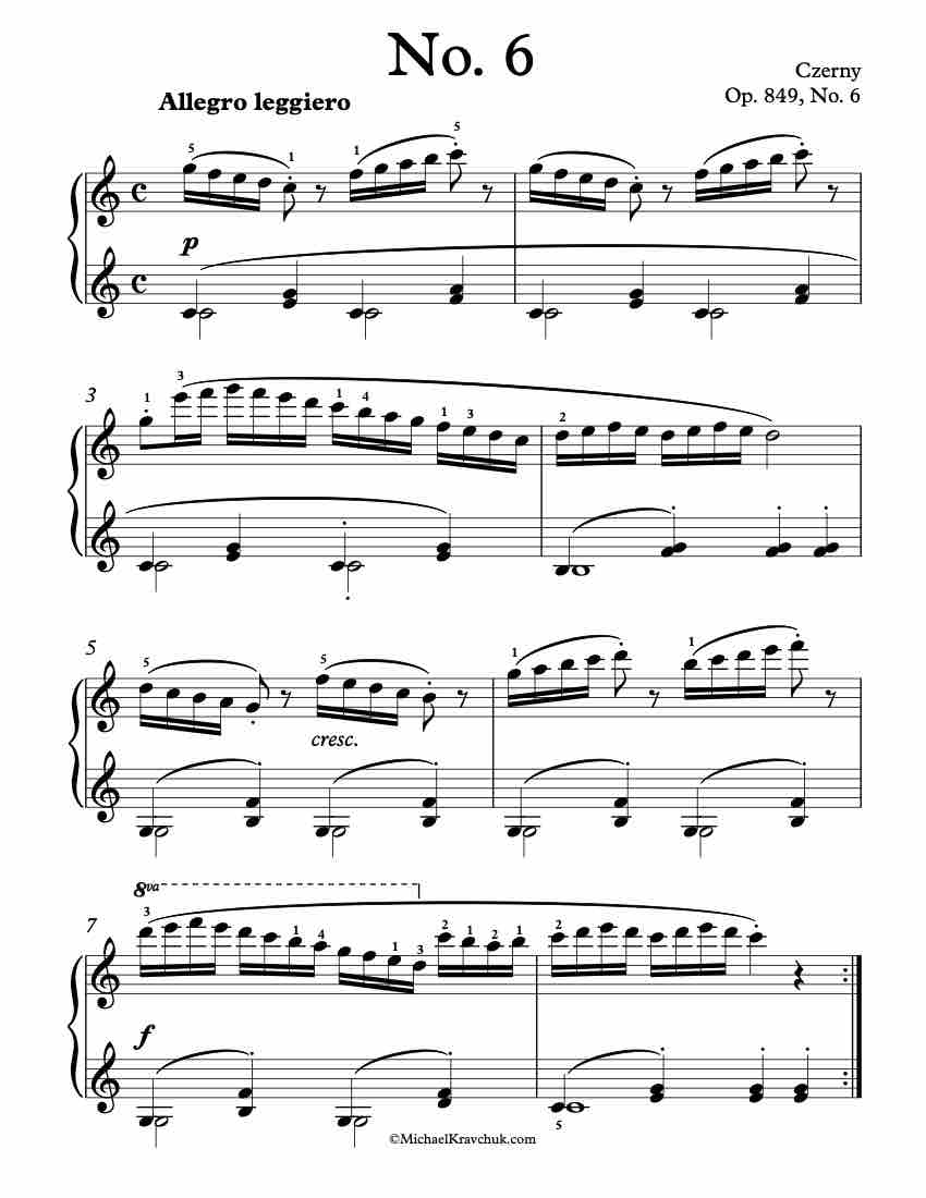 Op. 849 – No. 6 Piano Sheet Music