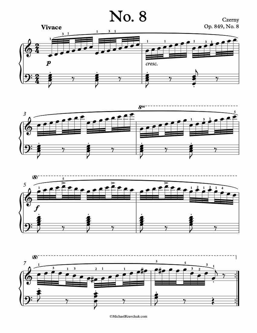 Op. 849 – No. 8 Piano Sheet Music