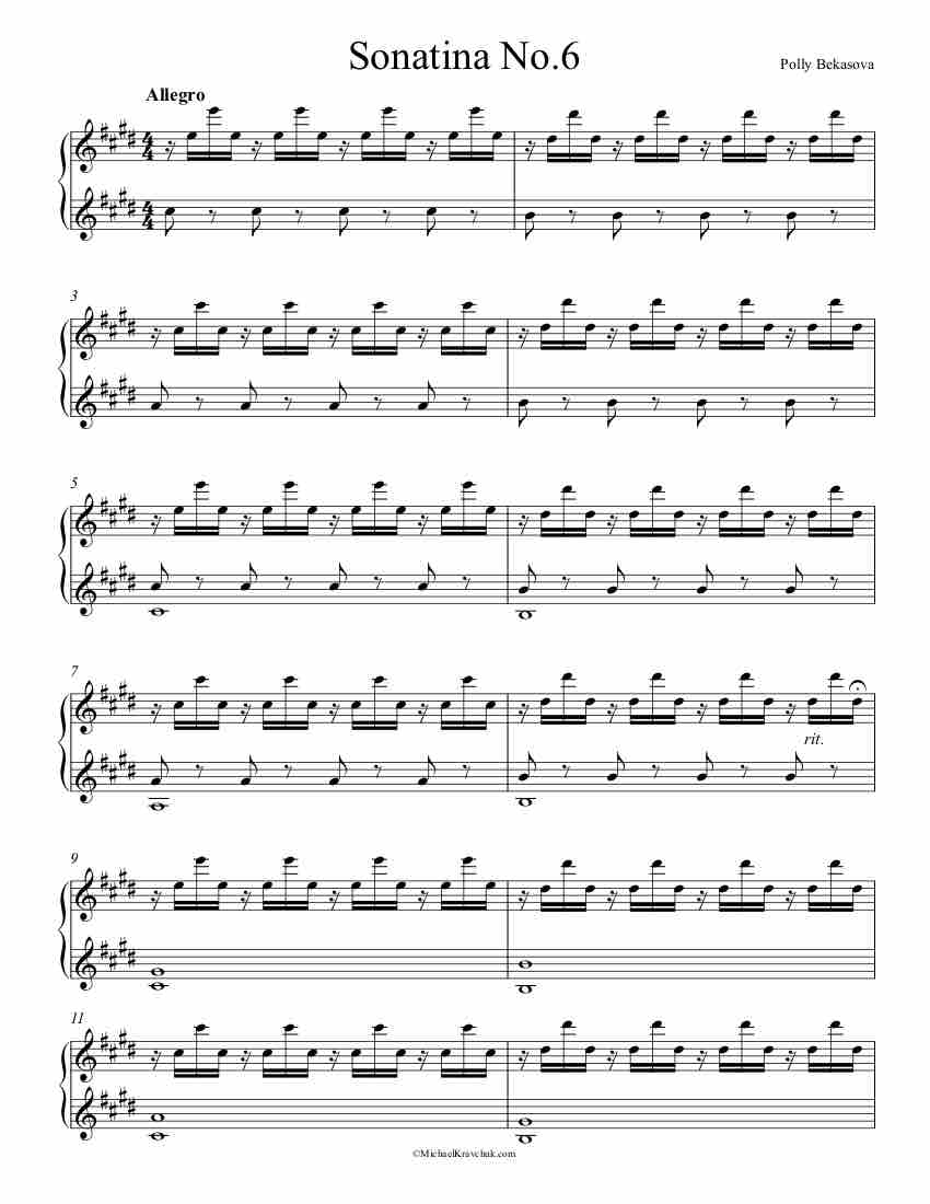 Sonatina No. 6 Piano Sheet Music