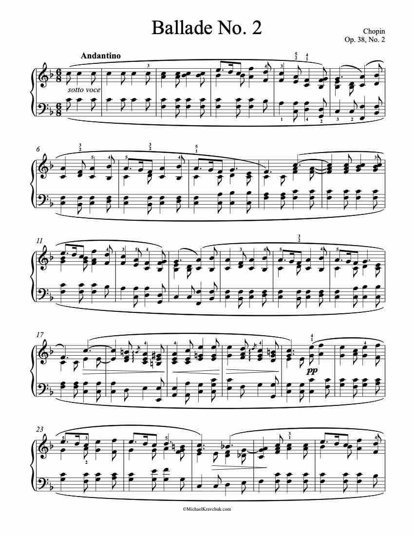 Ballade No. 2 Piano Sheet Music
