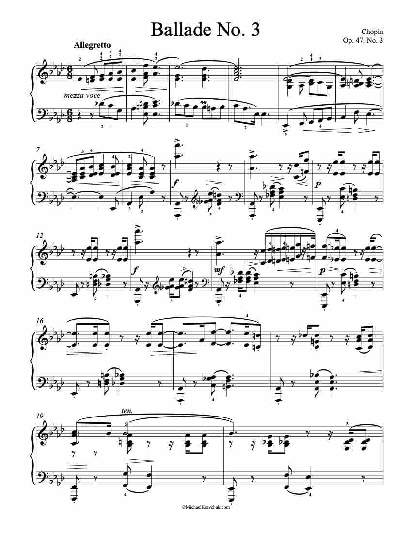 Ballade 3 Piano Sheet Music